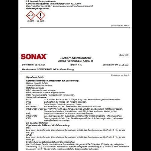 2x SONAX Autoshampoo SONAX ACTIFOAM ENERGY 5 Liter 5 L Kanister 06185050