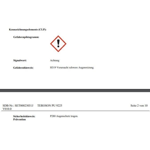 TEROSON Kunstoff-Reparatur-Klebstoff Plastikreparatur PU 9225 250ml 881837