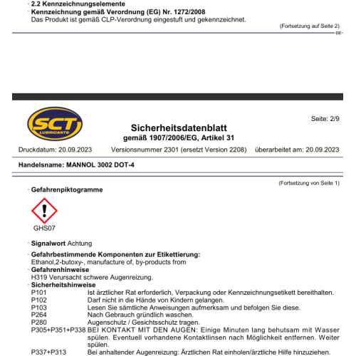 Bremsfl&uuml;ssigkeit MANNOL DOT 4 SAE J 1703 1 Liter Flasche MN3002-1