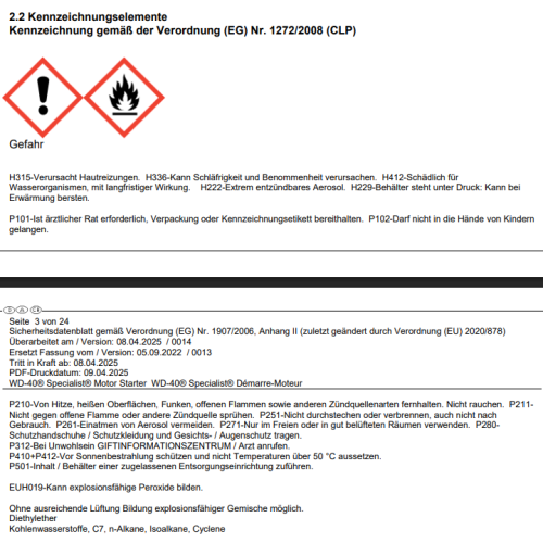 WD40 Specialist Motor Starter Spray Dose 250 ml - 49058