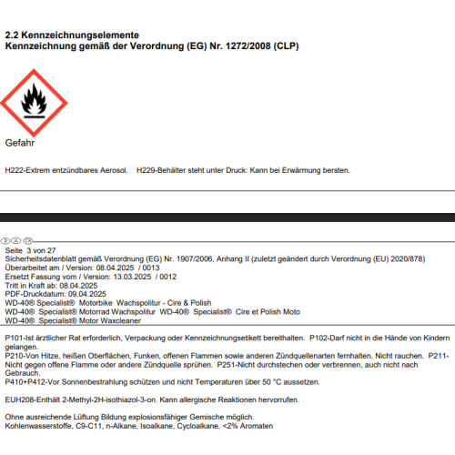 WD-40 Motorbike Motorrad Wachspolitur 400ml Wachs Politur 56809