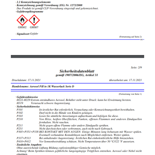 Befüllbare Spraydose für Wasserlacke 400ml 940985