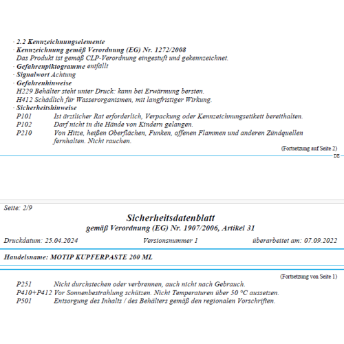 MOTIP Kupferfett Kupferpaste 200 ml 090313