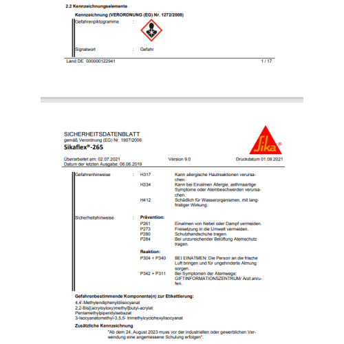 Sika Sikaflex 265 schwarz, 300 ml Kraftklebstoff 1355