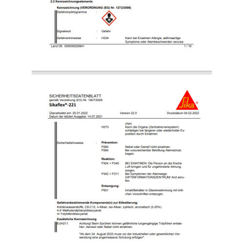Sika Sikaflex 221 Haftstarker Dichtstoff, dunkelbraun 300 ml Kartusche