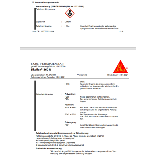 Sika Sikaflex 260 N schwarz, 300 ml Kraftklebstoff 151170
