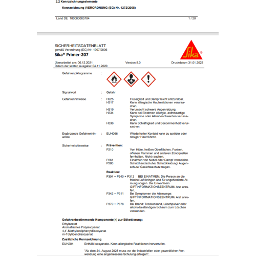 Sika Primer 207 schwarz 250 ml 417302