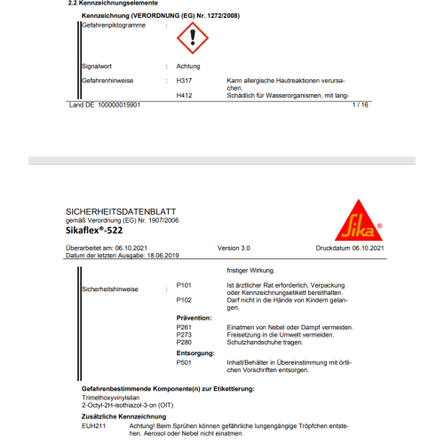 Sika Sikaflex-522 600 ml stahlgrau C124 573591