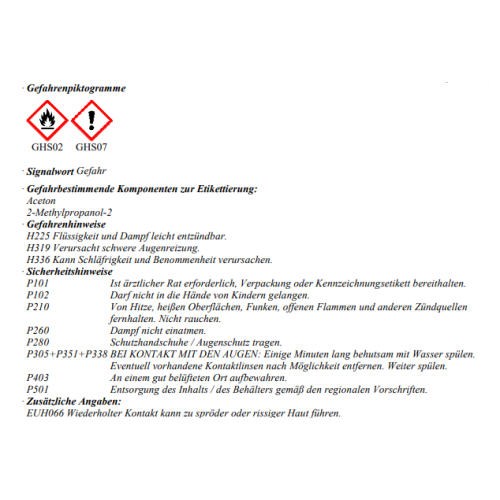 Reiniger und Entfetter Aceton 1 Liter PRESTO 171628