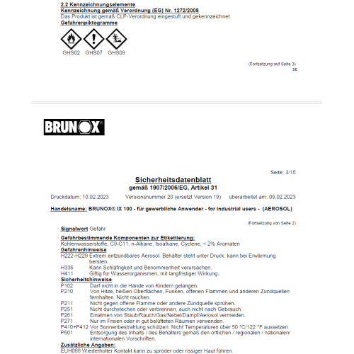 5x Brunox IX100 500ml Korrosionsschutz Unterbodenschutz Wachs-Versiegelung Spray