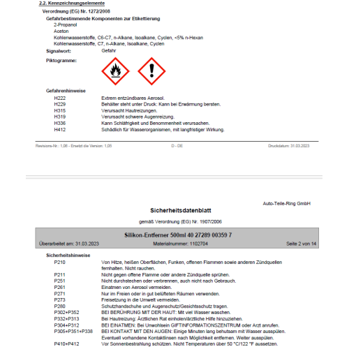 Silikonentferner Spray Entfetter 500ml Cartechnic Reiniger Autolack