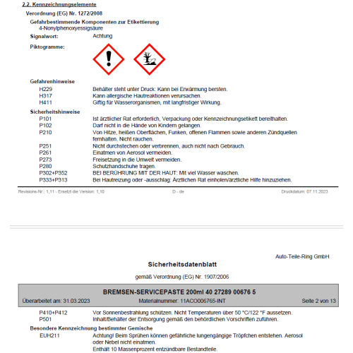 Cartechnic Bremsen-Servicepaste Schmierfett Bremsenpaste 200ml