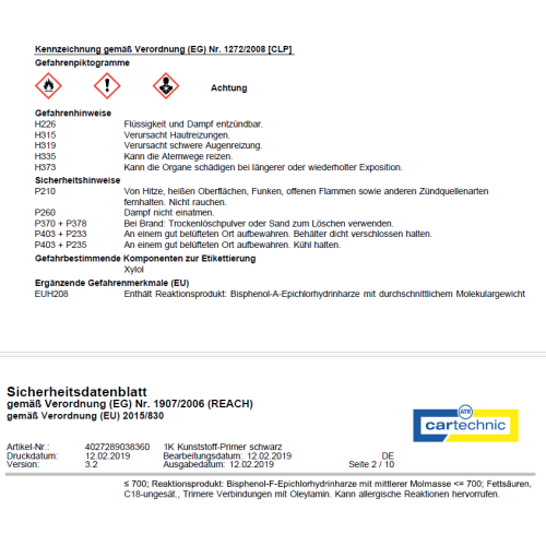 1K Kunststoff-Primer - 1 kg - schwarz Cartechnic