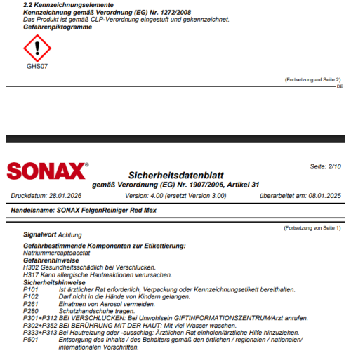 SONAX Aktionspaket Felgenreiniger + Hazet Schlagschrauber 07710050