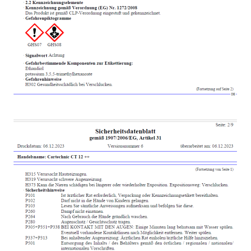 CARTECHNIC K&uuml;hlmittel K&uuml;hlerfrostschutz 1,5L Rot -37C CT12 ++ Konzentrat