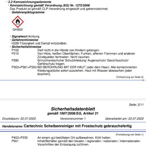 Cartechnic Scheibenreiniger-Zusatz mit Frostschutz gebrauchsfertig 2 Liter