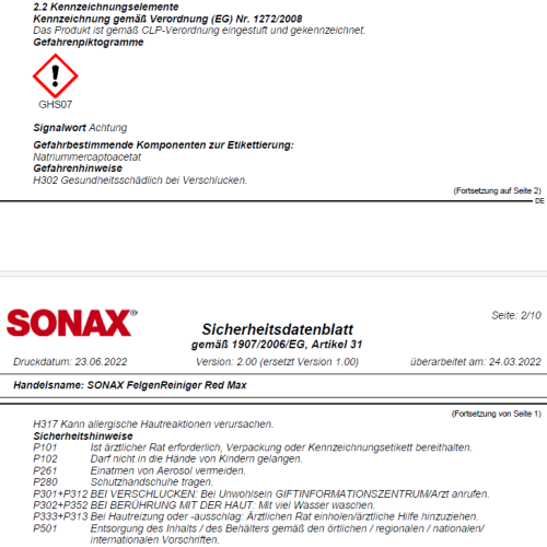 SONAX AKTIONSPAKET FELGENREINIGER + SPR&Uuml;HFLASCHE + KAFFEEMASCHINE 07697050