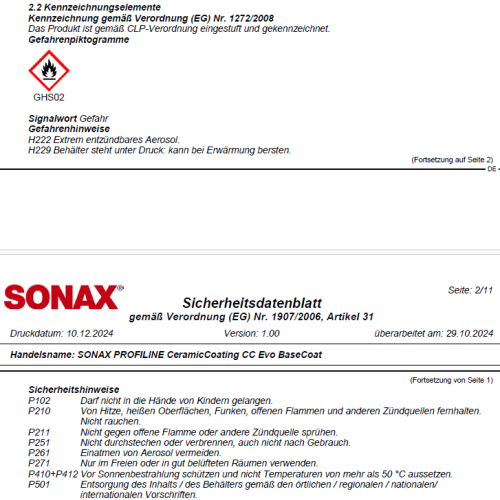 Sonax keramische Langzeitversiegelung Profiline CeramicCoating CC Evo Lackschutz