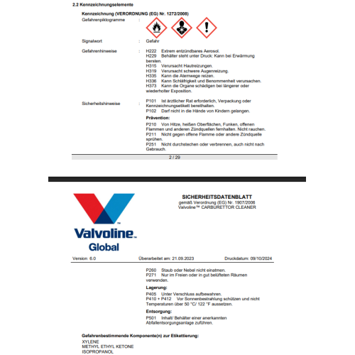 Reiniger, Vergaser Drosselklappe Spraydose 500ml CARBCLNR