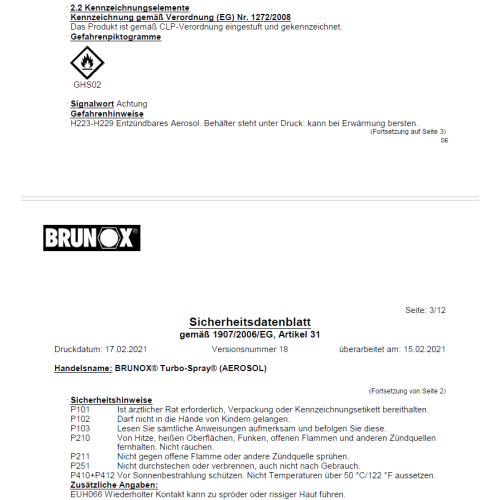 5x Brunox Turbo Spray Multifunktions&ouml;l Schmiermittel Pflege Kriech&ouml;l 500ml