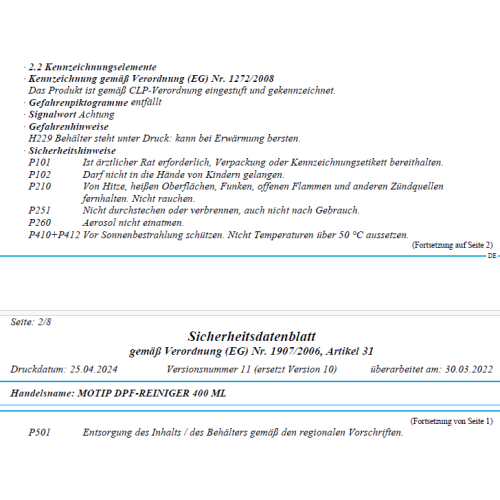 MOTIP Universalreiniger DPF-Reiniger 400 ml 090515