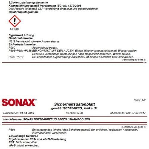 SONAX Nutzfahrzeug SpezialShampoo 2 in 1 LKW Truck 25 Liter 06557050