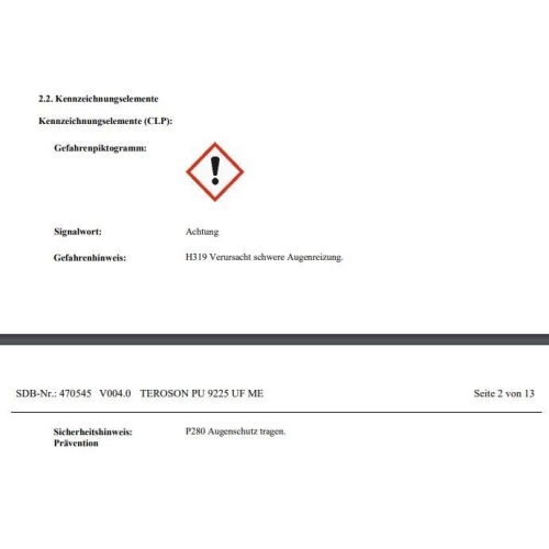 2K-Polyurethan-Reparatur-Klebstoff Kleber schnell h&auml;rtend TEROSON PU 9225 SF ME 1786434