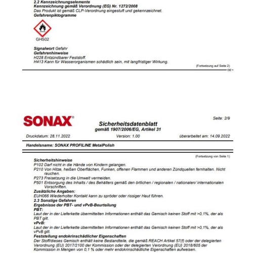 SONAX PROFILINE MICROFIBRE WASH, TEXTIL/TEPPICH-REINIGER 1 Liter 04523000