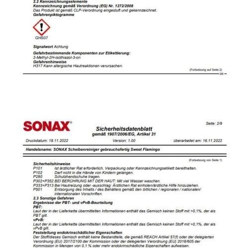 Sonax Scheibenreiniger Sweet Flamingo 3L gebrauchsfertig fruchtig s&uuml;&szlig;er Duft