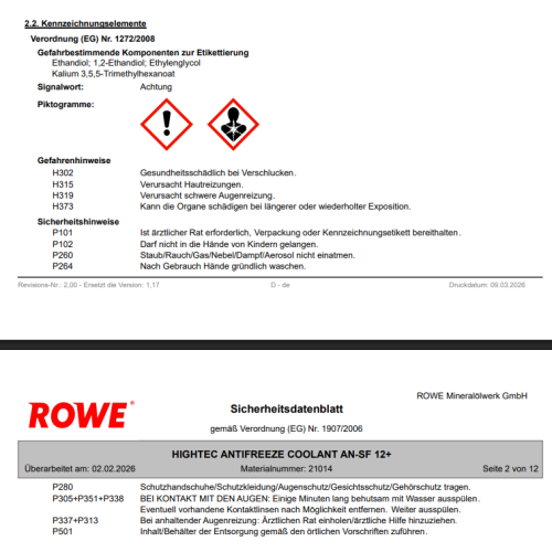 ROWE Frostschutz HIGHTEC ANTIFREEZE AN-SF 12 + 21014-0050-99
