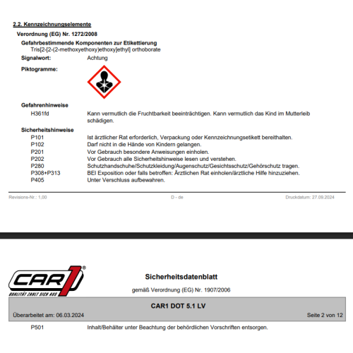 Bremsfl&uuml;ssigkeit DOT 5.1 LV CAR1 5 Liter Kanister CO3557