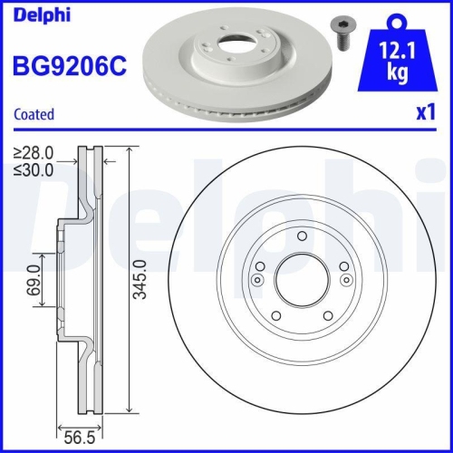 DELPHI Bremsscheibe BG9206C