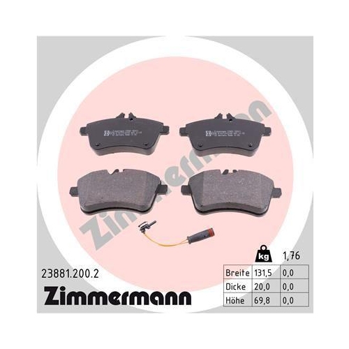 ZIMMERMANN Bremsbelagsatz, Scheibenbremse 23881.200.2