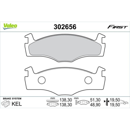 VALEO Bremsbelagsatz, Scheibenbremse FIRST 302656