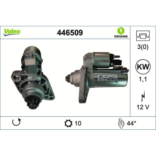 VALEO Starter VALEO ORIGINS - NEW O.E. TECHNOLOGIE 446509