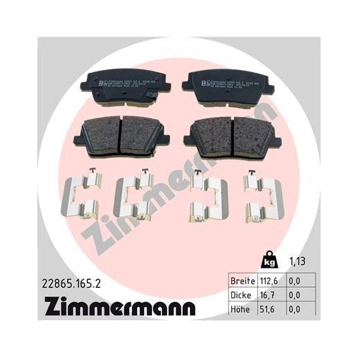 ZIMMERMANN Bremsbelagsatz, Scheibenbremse 22865.165.2