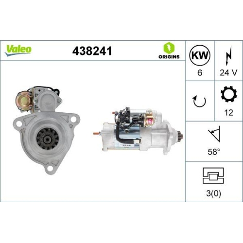 VALEO Starter VALEO ORIGINS - NEW O.E. TECHNOLOGIE 438241