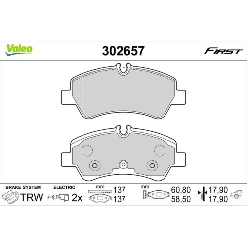 VALEO Bremsbelagsatz, Scheibenbremse FIRST 302657