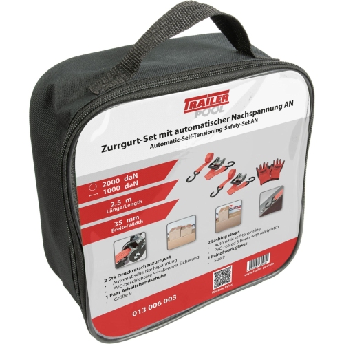 Zurrgurt-Set mit automatischer Nachspannung AN, 35 x 3000 mm Anh&auml;nger Frielitz
