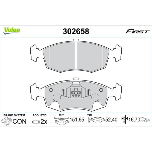 VALEO Bremsbelagsatz, Scheibenbremse FIRST 302658