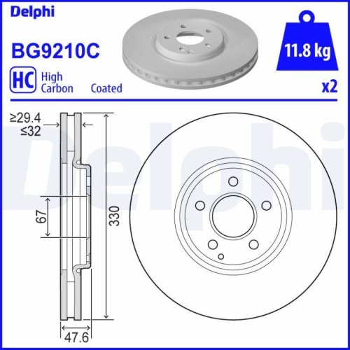 DELPHI Bremsscheibe BG9210C