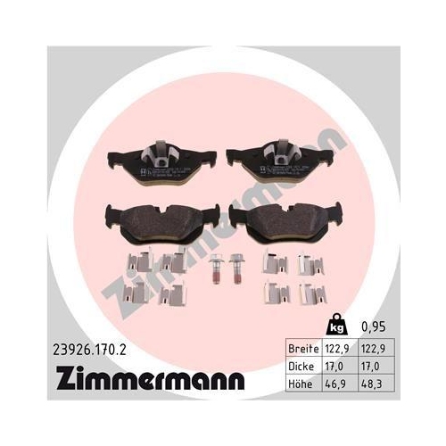 ZIMMERMANN Bremsbelagsatz, Scheibenbremse 23926.170.2
