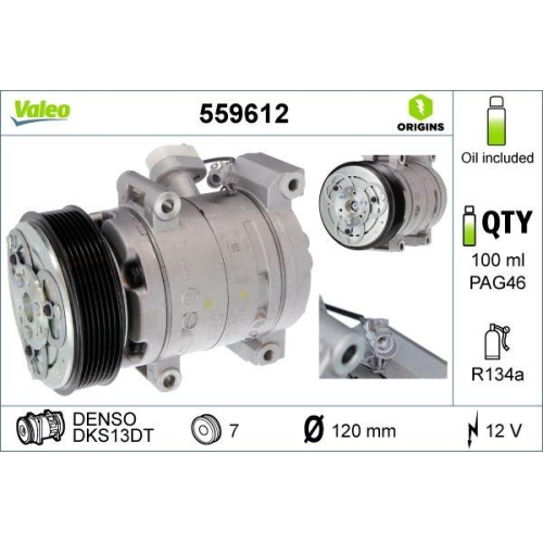 VALEO Kompressor, Klimaanlage VALEO ORIGINS NEW OE TECHNOLOGIE 559612