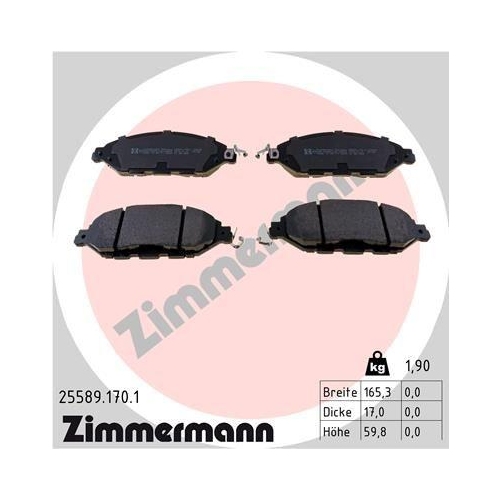 ZIMMERMANN Bremsbelagsatz, Scheibenbremse 25589.170.1