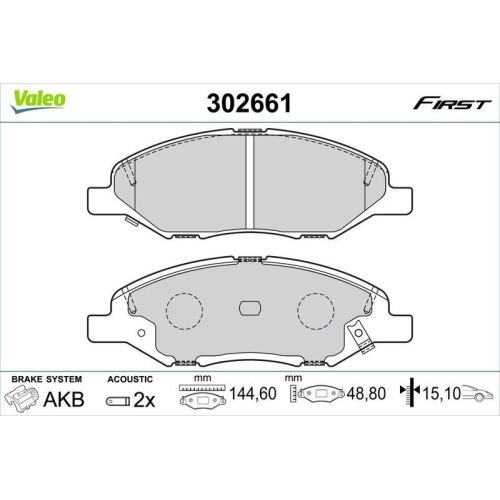 VALEO Bremsbelagsatz, Scheibenbremse FIRST 302661