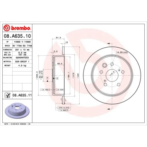 BREMBO Bremsscheibe PRIME LINE - UV Coated 08.A635.11