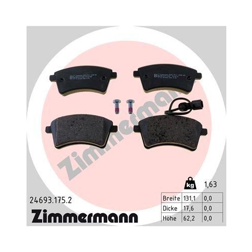 ZIMMERMANN Bremsbelagsatz, Scheibenbremse 24693.175.2