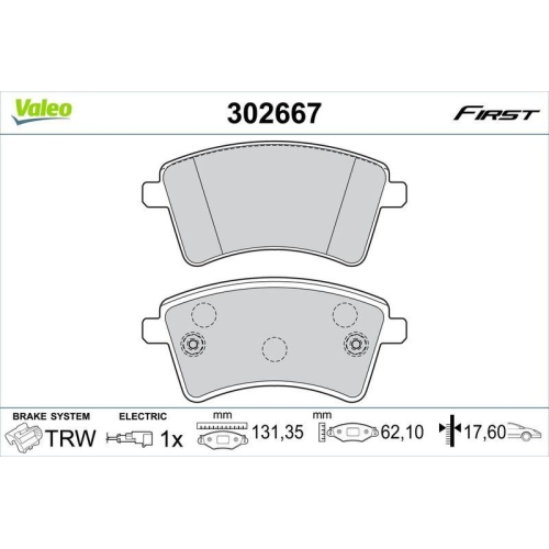 VALEO Bremsbelagsatz, Scheibenbremse FIRST 302667