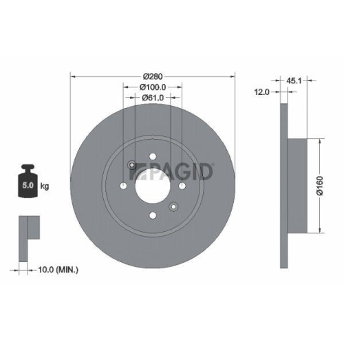 PAGID Bremsscheibe 54812NC