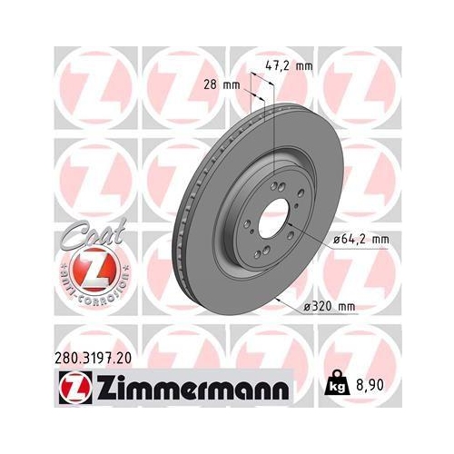 ZIMMERMANN Bremsscheibe COAT Z 280.3197.20